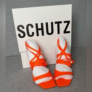 SCHUTZ Women's Bright Orange Strappy Heels